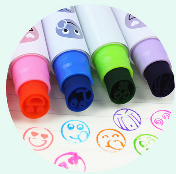 Free Shipping 10pcs/ Classic Expression Stamp Seal Pen Marker Pen Watercolor Pen School Office Supplies Papelaria