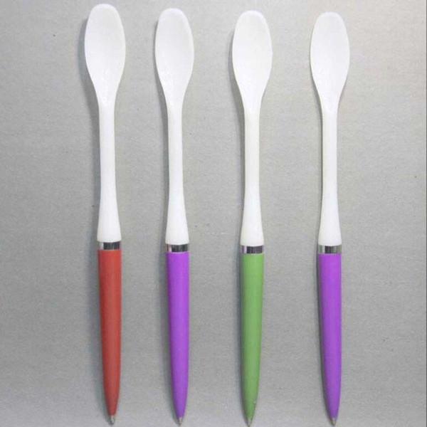 20pcs/lot Spoon Shape Ballpoint Pen Portable 2 in 1 Writing Pens Signing Pen Promotional Pens Creative Stationery