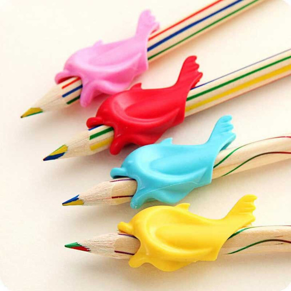 10pc A Lot Of Dolphin Fish Writing Posture Correction Device To Hold A Pen Correction Silicone Stationery Child Student