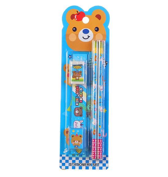 New 5-in-1 Children's Pencil Eraser Pencil Sharpener Ruler Gift Student Learning Prize Primary School Brithday Gift Stationery Kit