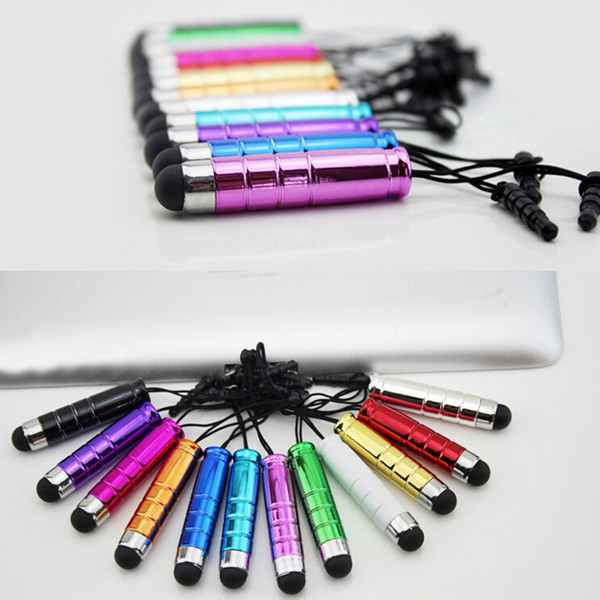 Portable 100pcs/lot Free Shipping Stylus Pen With Lanyard for Capacitive Touch Screen Pen Mobile Phones Tablet Universal Pens