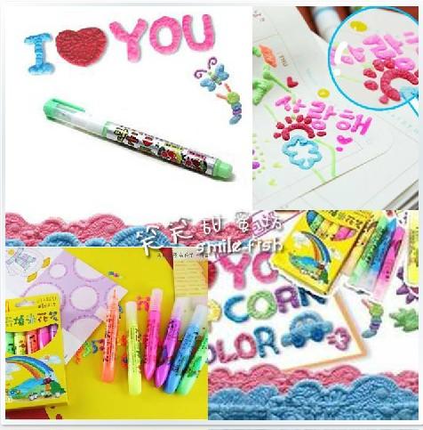 Free shipping Popular in South Korea DIY creative toys magical Popcorn pen Bubble pen Children painting gift 6 color suits