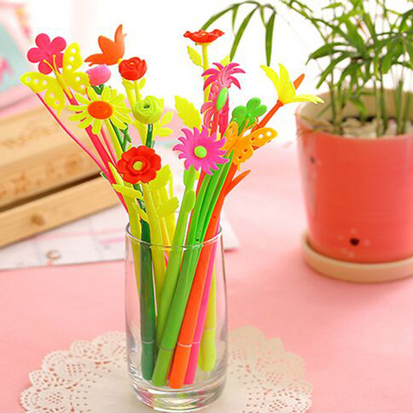 12 Pieces Flower Grass Gel Pens School Office Table Decorations Gel Pen Kid Children Prize Gifts Fashion Stationery Pen Material Escolar