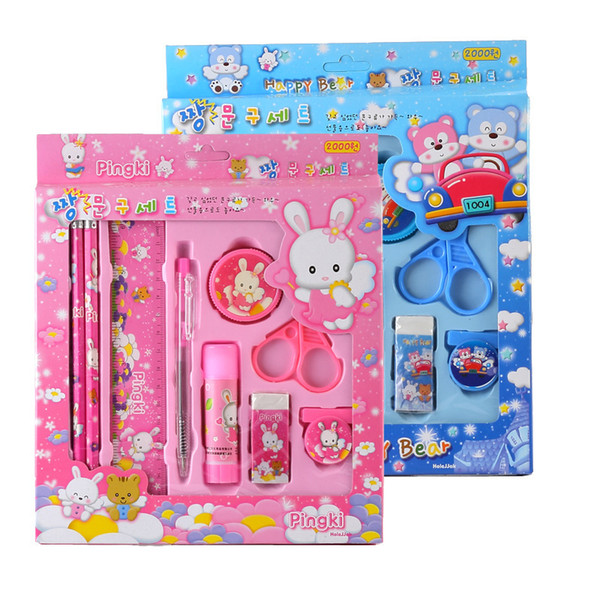 9-in-1 Student Stationery Set Pen Pencil sharpener Ruler Children's Birthday Gift Kindergarten Primary School Prize Learning Stationery Kit