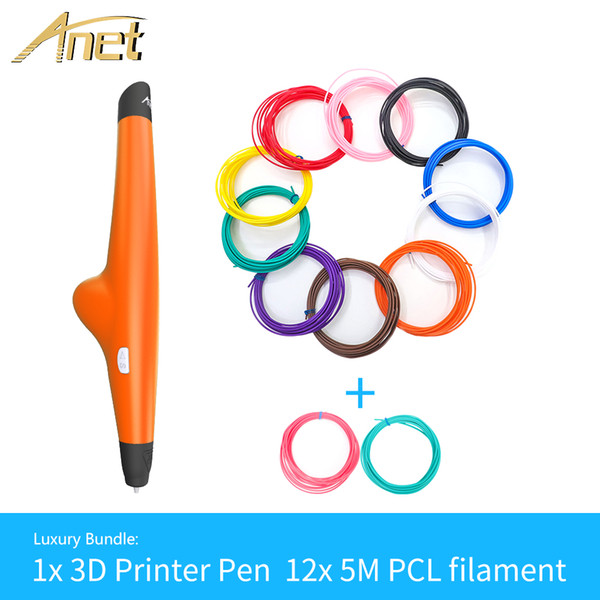 Anet 3D Pen DIY drawing pen with USB cable Low temperature 3D Printing support 1.75mm PCL filament refills For kid adult