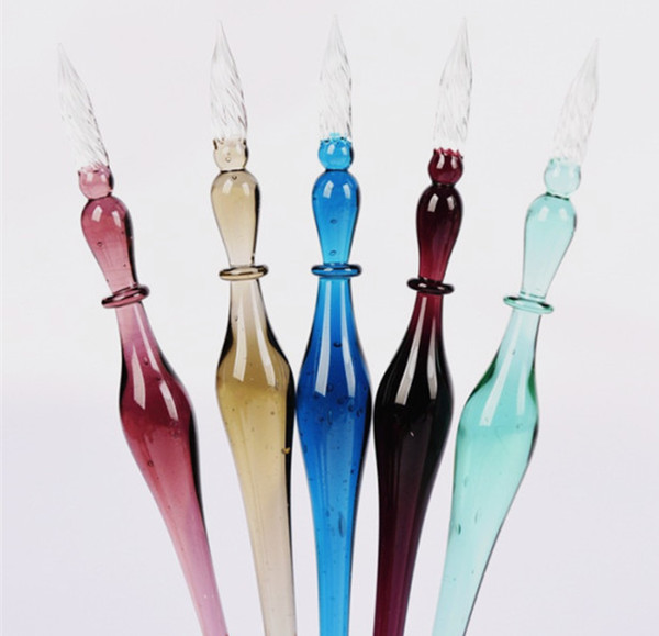 Wholesale Fashional Design and High Qulity Gfits Glass Dip Pen with 15 Colors as Signature Writting