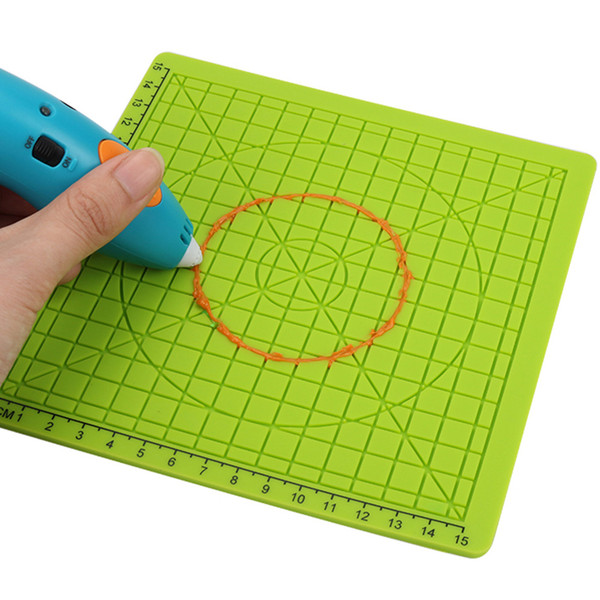 Drawing Board Tools With 2 Finger Caps Green Children Kids Silicone Mat Template 3D Pen Accessory Educational