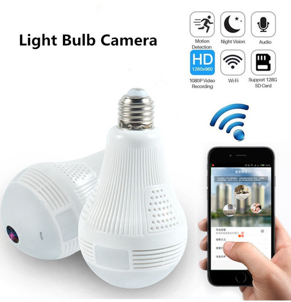 Bulb Security Cameras Wifi Panoramic FishEye Wireless 360 Degree Night Vision Mini CCTV Surveillance Home Security System IP Camera