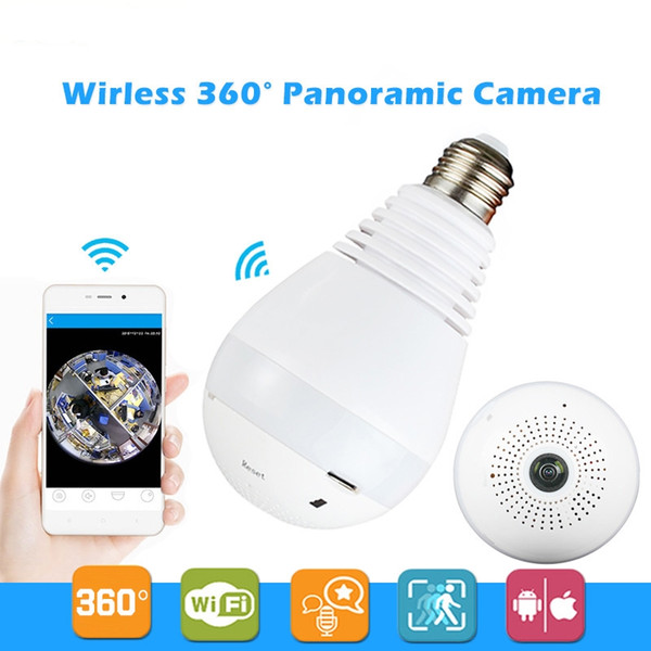 1080P 2MP WiFi Panoramic bulb security cameras 360 degree Home Security camera system wireless IP CCTV 3D Fish Eye monitor light bulb camera