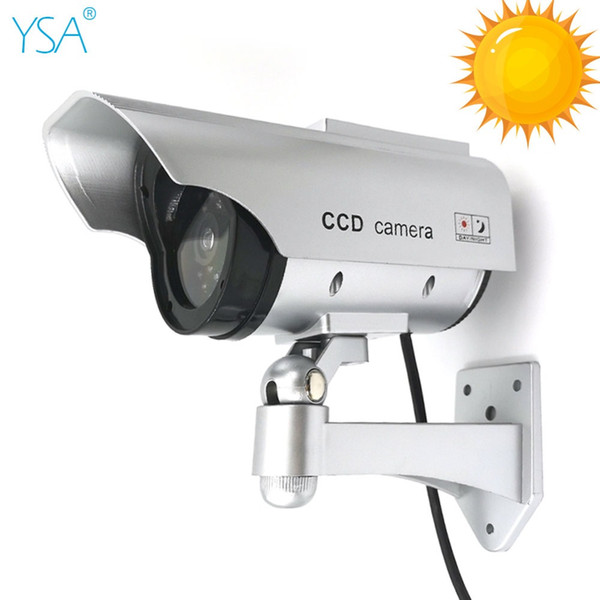 Solar Waterproof Fake CCTV Camera With Flashing LED Dummy Surveillance Camera Outdoor Indoor Solar Power Security Simulation Cam