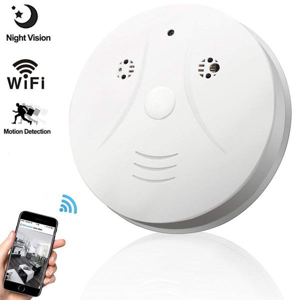 IR Night Vision wifi Camera, QUANDU WiFi Smoke Detector home Camera DVR Mini Cam with Motion Detection for Home Security Surveil