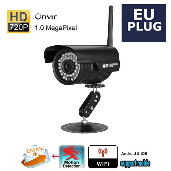 Black 720P Waterproof Wireless Camera 1.0 Megapixel Security Monitor WiFi IP Camera for Household Office