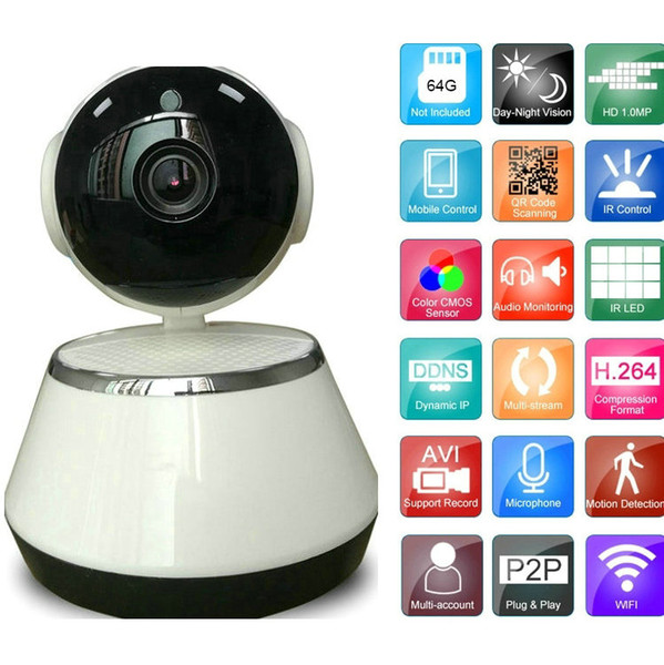 Pan Tilt Wireless IP Camera WIFI 720P CCTV Home Security Cam Micro SD Slot Support Microphone P2P WIFI Baby Monitor IPCAM