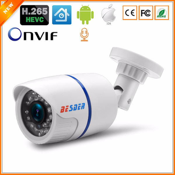 BESDER H.265 Audio 2MP 3MP 5MP CCTV IP Security Camera Motion Detection Alert Outdoor Onvif Surveillance Camera IP Night Vision