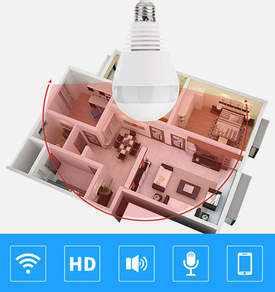 1080P 2MP WiFi Panoramic Surveillance camera 360 degree Light Bulb wireless security cameras FishEye Smart Home IP CCTV 3D Home Security