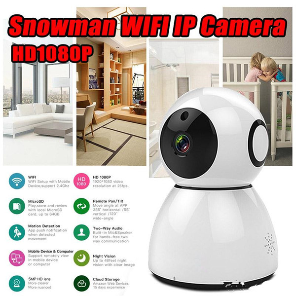 Snowman 1080P Cloud WIFI IP Camera Pan&Tilt IR-Cut Night Vision Motion Detection Alarm Monitor