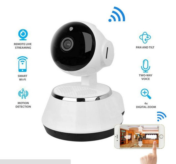 Pan Tilt Wireless IP Camera WIFI 720P CCTV Home Security Cam Micro SD Slot Support Microphone P2P Free APP ABS Plastic with retail box