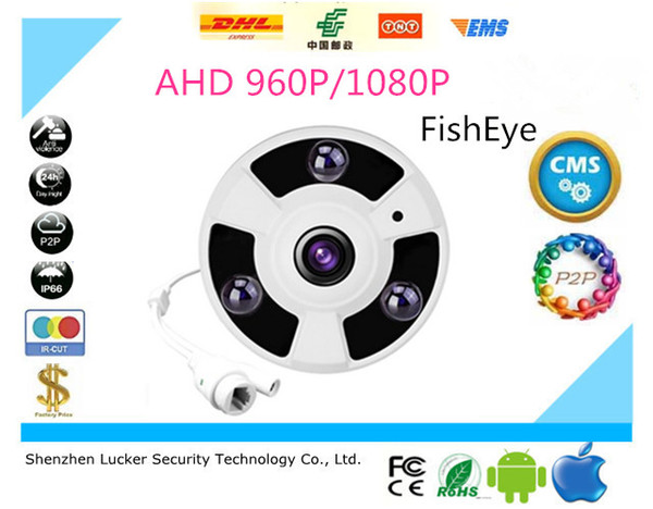 LUCKER SECURITY 1.3MP 2MP Panoramic Camera FishEye Lens 360 Degree View 960P 1080P AHD Camera IR30m Surveillance Cameras Metal free shipping