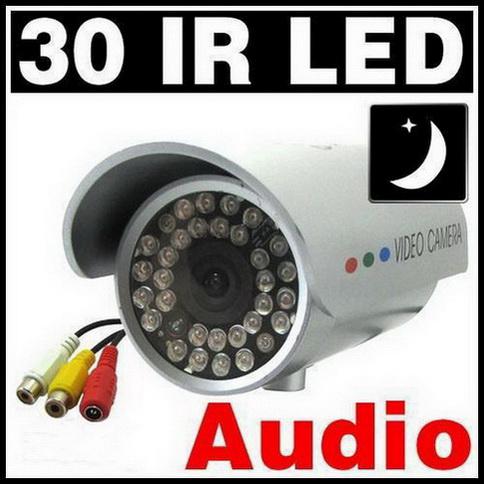 Free Shipping + Free Bracket 30 LED Waterproof Outdoor IR Night vision CCTV Camera with Audio