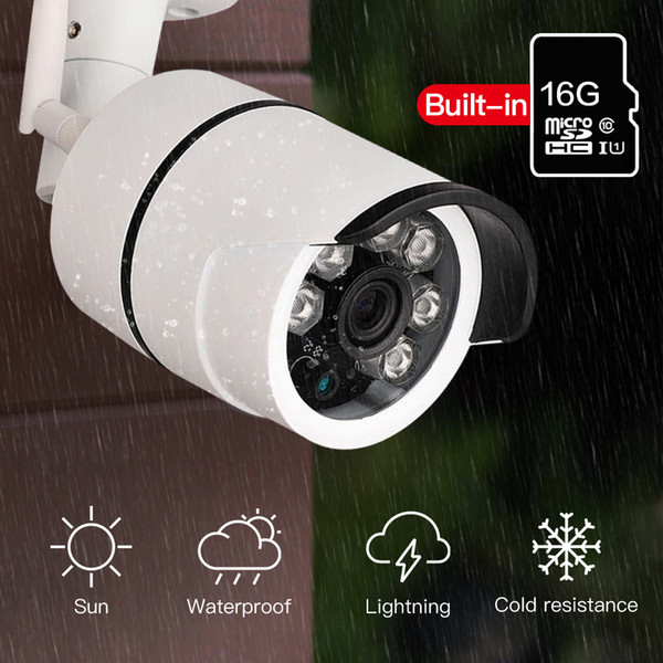 Outdoor Waterproof Bullet IP Camera Wifi Wireless Surveillance Camera Built-in 16G Memory Card CCTV Camera Night Vision