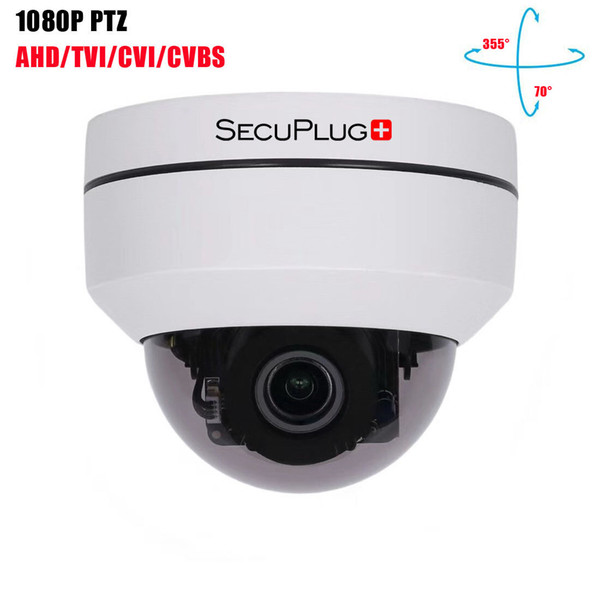 Secuplug+ 1080P HD AHD/CVI/TVI/CVBS 4-in-1 2.5 Inch PTZ Camera Dome Camera with 2.8~12mm 4X Optical Zoom 100ft Night Vision SP-AHD46F-4X