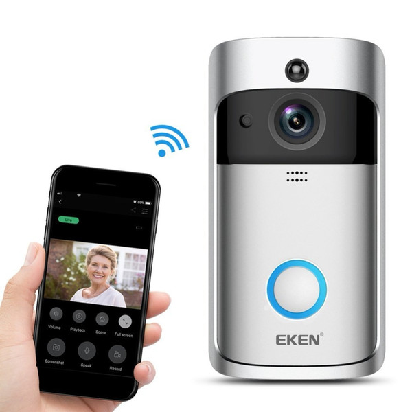 EKEN Smart Wireless Video Doorbell 2 720P HD 166° Wifi Security Camera Real Time Two Way Talk and Video PIR Motion Detection APP Control