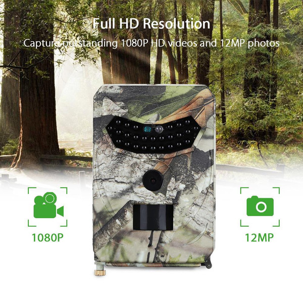 12MP HD Camouflage Digital Trail Camera with 940nm Invisible IR Light PIR Motion Sensor with 3 photos 10s Video File per Trigger