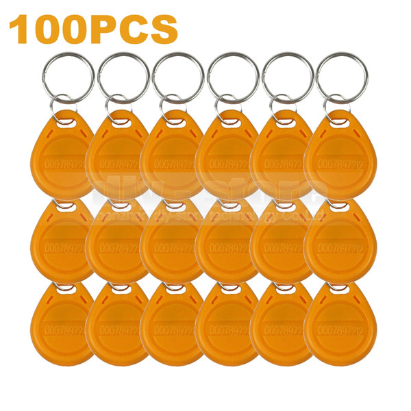 DIYSECUR 100pcs/lot 125Khz RFID Tag Proximity ID Keyfob Key Tag Electronic Key Door Key Yellow Free Shipping