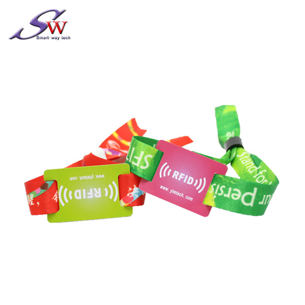 Custom logo design 125khz EM4100 Read only Disposable Woven Fabric RFID Wristband Bracelet for Events or tickets