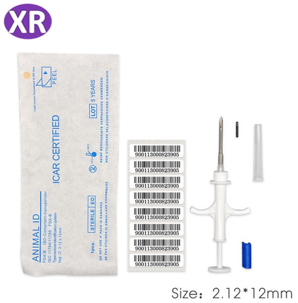 200Sets RFID Animal Syringe 2*12mm RFID Microchip Syringe 134.2KHz Microchip Transponder ISO Animal Chip EM4305 For Small Pet Identification