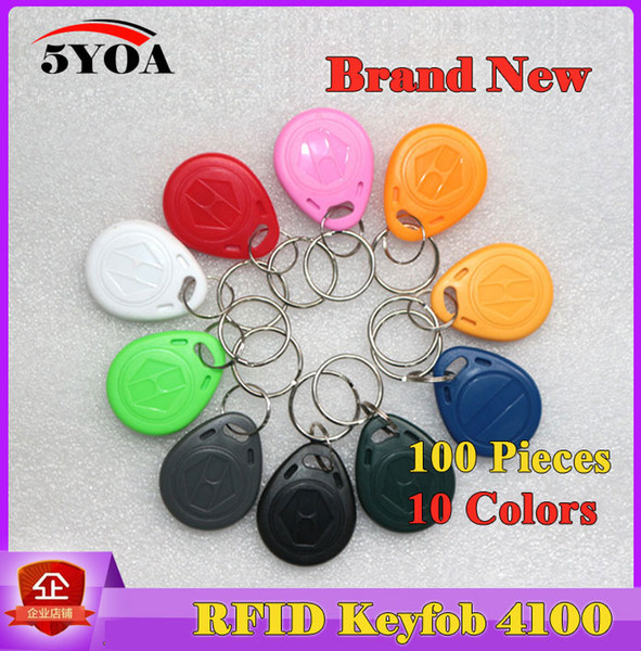 100Pcs EM4100 125khz ID Keyfob RFID Tag Tags llaveros llavero Porta Chave Card Sticker Key Fob Token Ring Proximity Chip