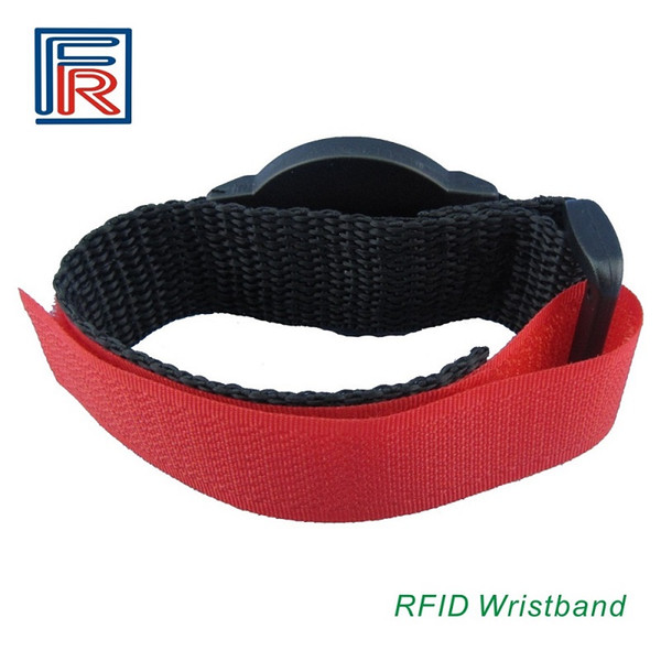 13.56mhz RFID Nylon wristband bracelet with F08 compitable M1 s50 chip for access control payment event