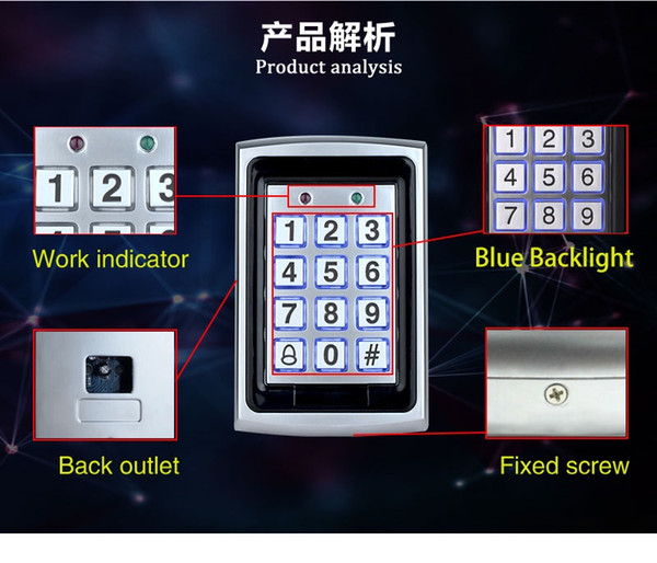 WATERproof 7612 Metal Rfid Access Control Keypad Support 1000 Users 125KHz ID Card Reader Electric Digital Password Door Lock