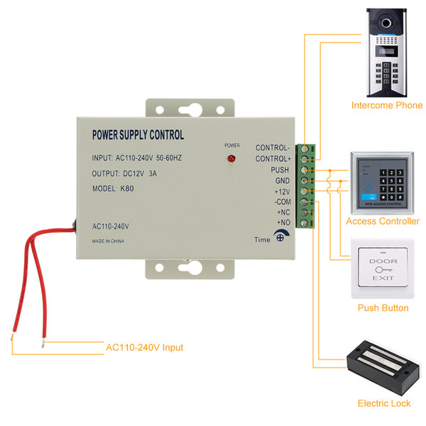 12V 3A Access Control Power Supply Control K80 Switch 110-240V for RFID reader Fingerprint access control device