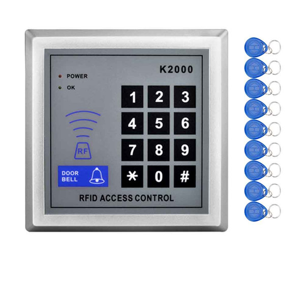 Rfid Keypad Access Control 125KHz Smart Card Reader With 10 Keychains Classical Password Door Lock For 500 User Cards-K2000