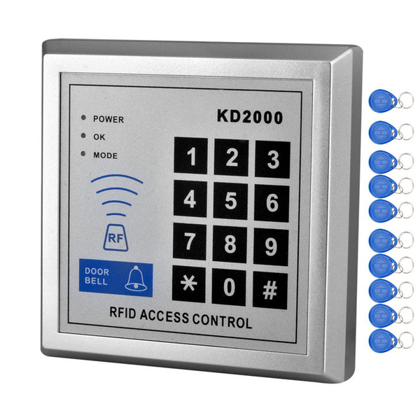 RFID 125KHz Access Control Keypad Smart Card Reader Door Lock System With TK4100 Keychains Support 3000 users For Home/Apartment