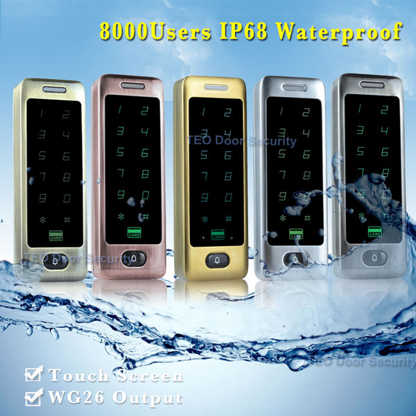 8000Users outdoor keypad door lock IP68 Weatherproof Touch Screen Door Entry 26 bit Wiegand Output Stainless steel LED