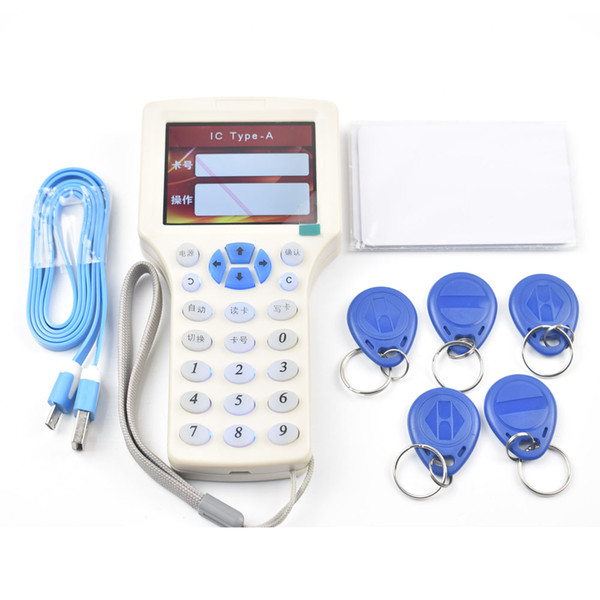 Super Handheld Rfid NFC Copier Reader Writer cloner 9 frequency +5Pcs 125khz card+5Pcs 13.56mhz UID Changeable Card