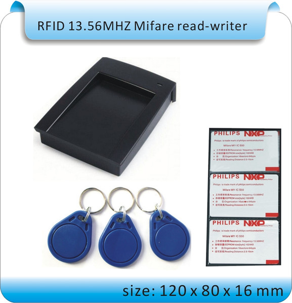 Free shipping ISO14443A&B USB 13.56MHz RFID Reader Writer + English SDK +30 IC Card Keyfob +1 NFC Tag