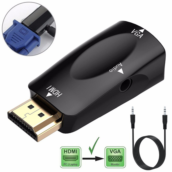 Video & Audio Converter V1.4 1080p HDMI to VGA Adapter Converter with Audio Cable Male To Female For PC/TV/Xbox 360 PS3