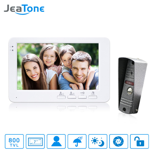 JeaTone 7 inch TFT Color Monitor 800TVL Camera Video Door Phone Intercom Security Speaker System Waterproof IR Night Vision