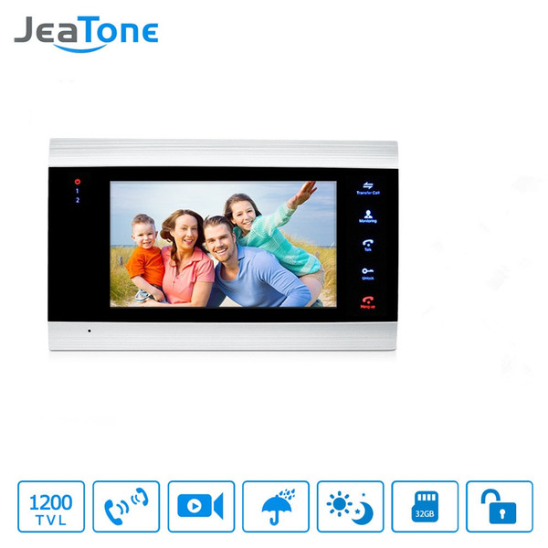 JeaTone 7 inch Indoor Monitor Video Door Phone Doorbell Intercom System Video Recording Photo Taking Silver Wall Mounting