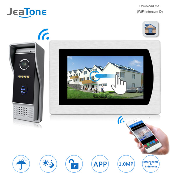 JeaTone WIFI IP Video Door Phone Intercom Video Doorbell 7'' Touch Screen Apartment Access Control System Motion Detection Zone Alarm