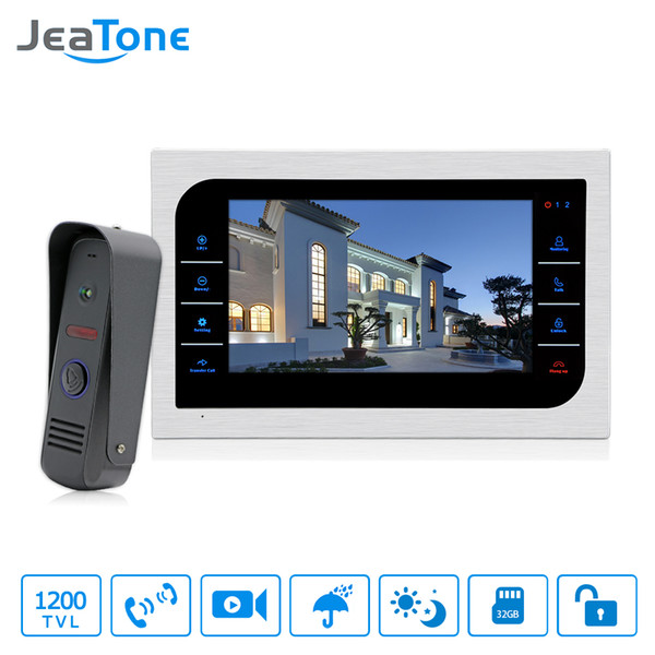 JeaTone 10 inch TFT LCD Door Phone Video Doorbell System with Camera 2.8mm Lens 1200TVL 1V1 Door Access Control Waterproof