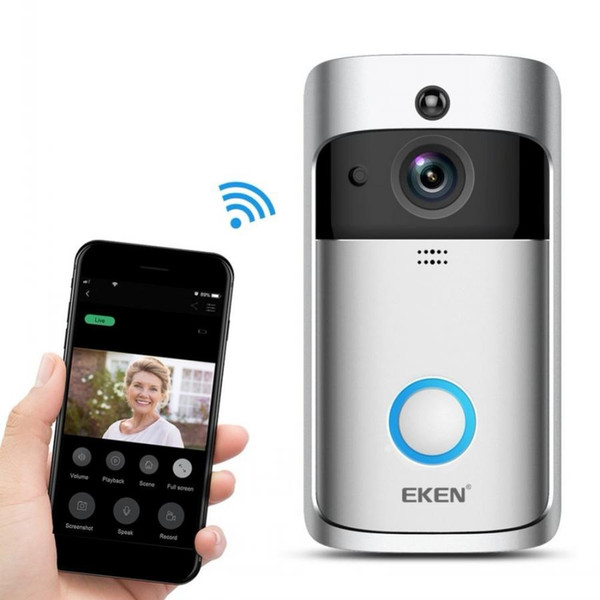 EKEN Smart Wireless Video Doorbell 2 Real-Time 720P HD Video Wifi Camera Two-Way Audio Night Vision App Control V2 Wi-Fi Enabled Doorbell