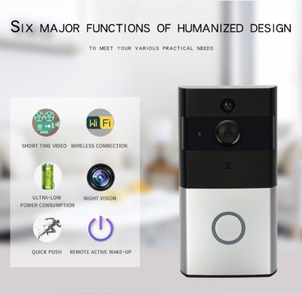 Smart WIFI electronic cat eye movement detection visual doorbell, wireless home mobile phone remote monitoring intercom camera