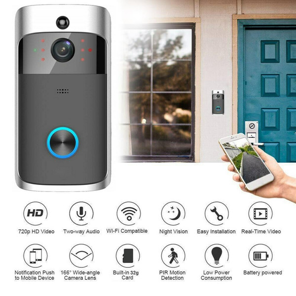 Wireless Smart WiFi DoorBell IR Video Visual Ring Camera Intercom Home Security