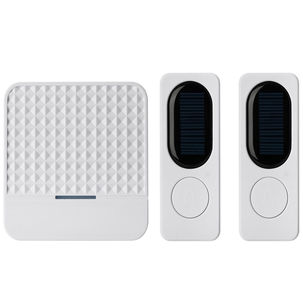 2pcs of Outdoor Solar Charging Transmitter plus 1pcs of Smart Home Wireless 433Mh Long Range Doorbell With 52 Chimes White Color