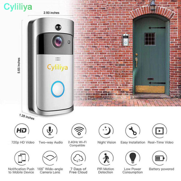 EKEN WIFI Video Doorbell V5 with Home indoor Chime Security Camera Real-Time Two-Way Audio Night Vision PIR Motion Detection APP Control