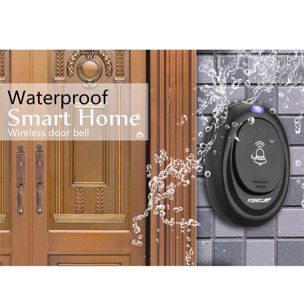 Waterproof Black Doorbell EU Plug-in 220V Digital LED 36 Music Tune Melody 1 Remote Control 1 Wireless Doorbell Door Bell